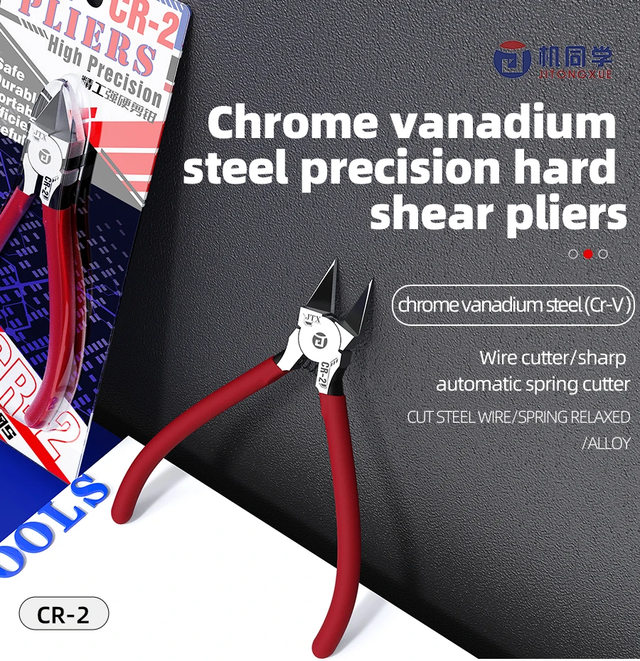 

JTX CR2 Chrome Vanadium Steel Precision Hard Shear Pliers Diagonal Wire Cutter for Cutting and phone repair tools