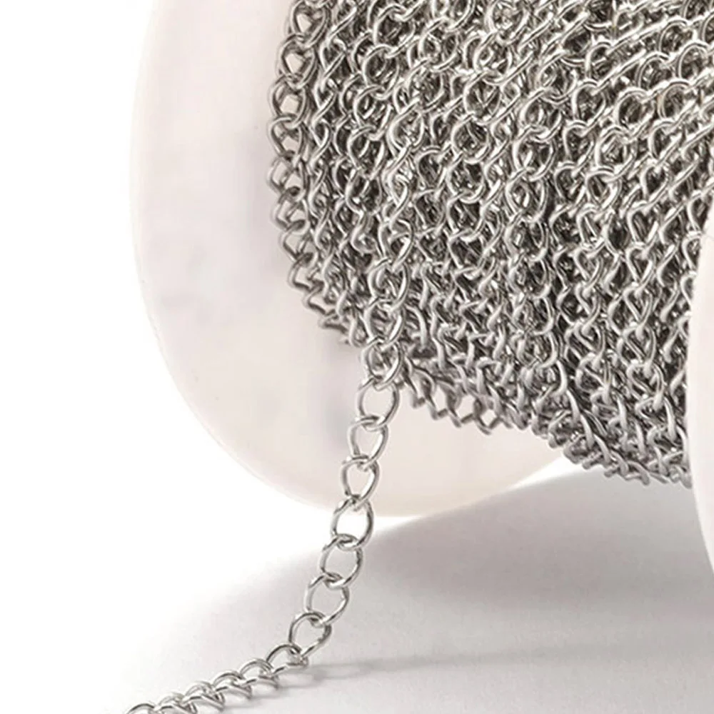 Kein Verblassen, 2 Meter Edelstahlketten für die Schmuckherstellung, DIY-Halskette, Armband, Zubehör, Goldkette, Lippen, Perlen, Perlenkette