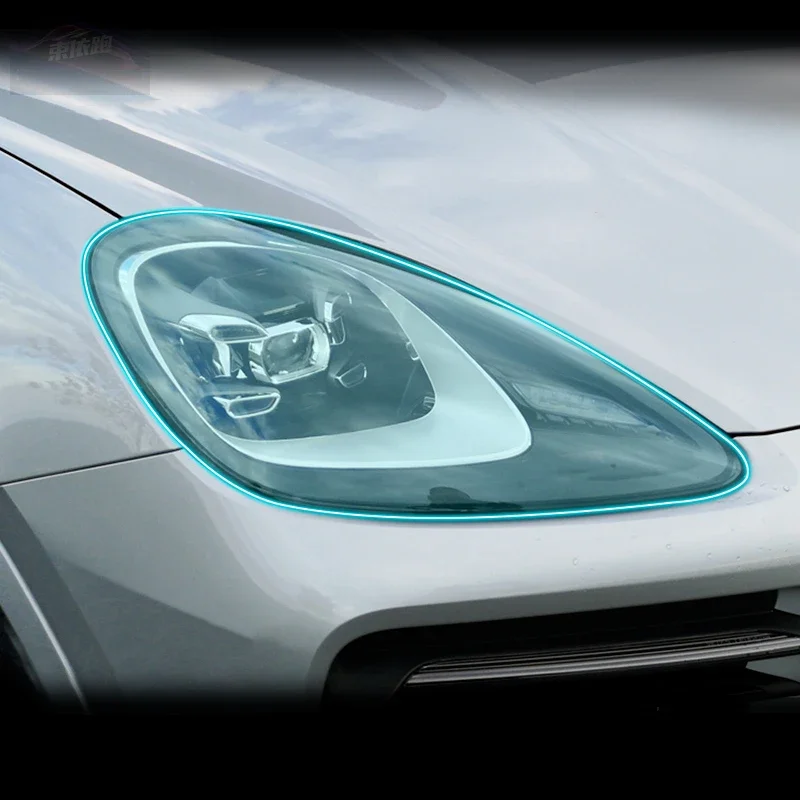 

Прозрачная черная наклейка из ТПУ для Porsche Cayenne 2019-2023, защитная пленка для фар автомобиля, автомобильные аксессуары, 2 шт.