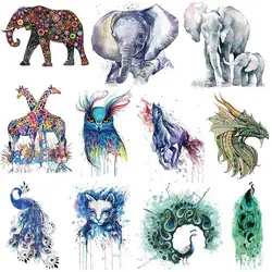 Thermal Stickers for Clothes T-shirt DIY, Colored Ink Animals, Iron-on Transfer, Heat Transfer Patch, Colorful Painting