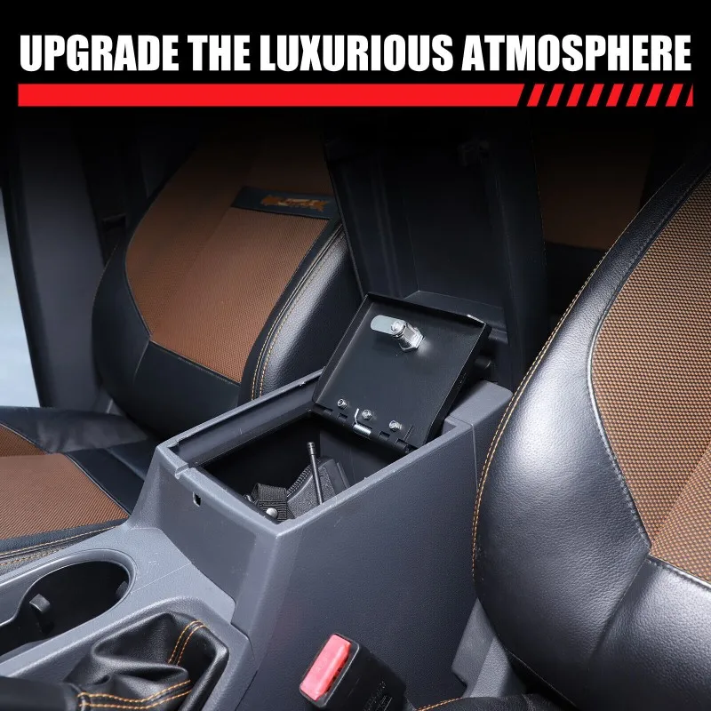 Caja de almacenamiento segura para la consola central del coche, de aleación de aluminio, accesorios para el reposabrazos, caja de almacenamiento segura para Ford Ranger 2015-2021