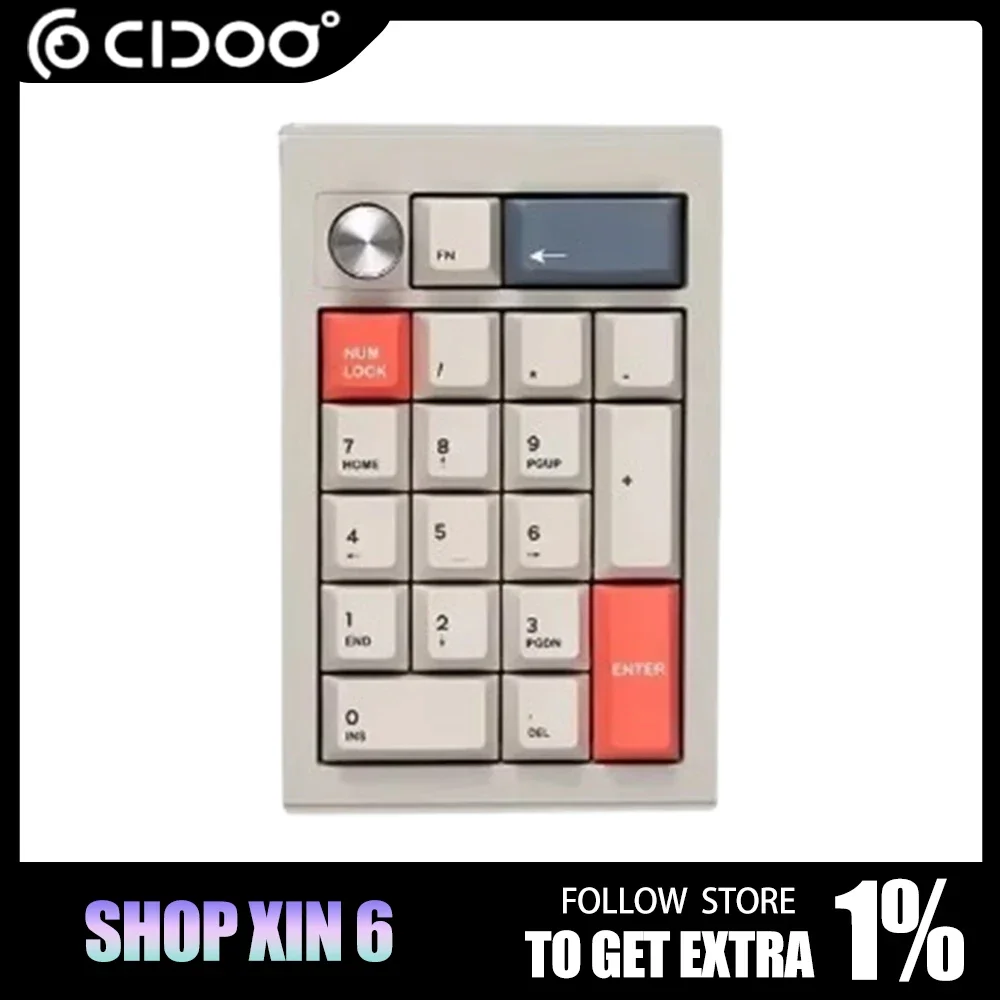 Cidoo V21 Mini Keyboard Tri Mode Bluetooth Wireless Numpad Keypad Gasket Aluminium Alloy Customized Mechanical Keyboard Man Gift