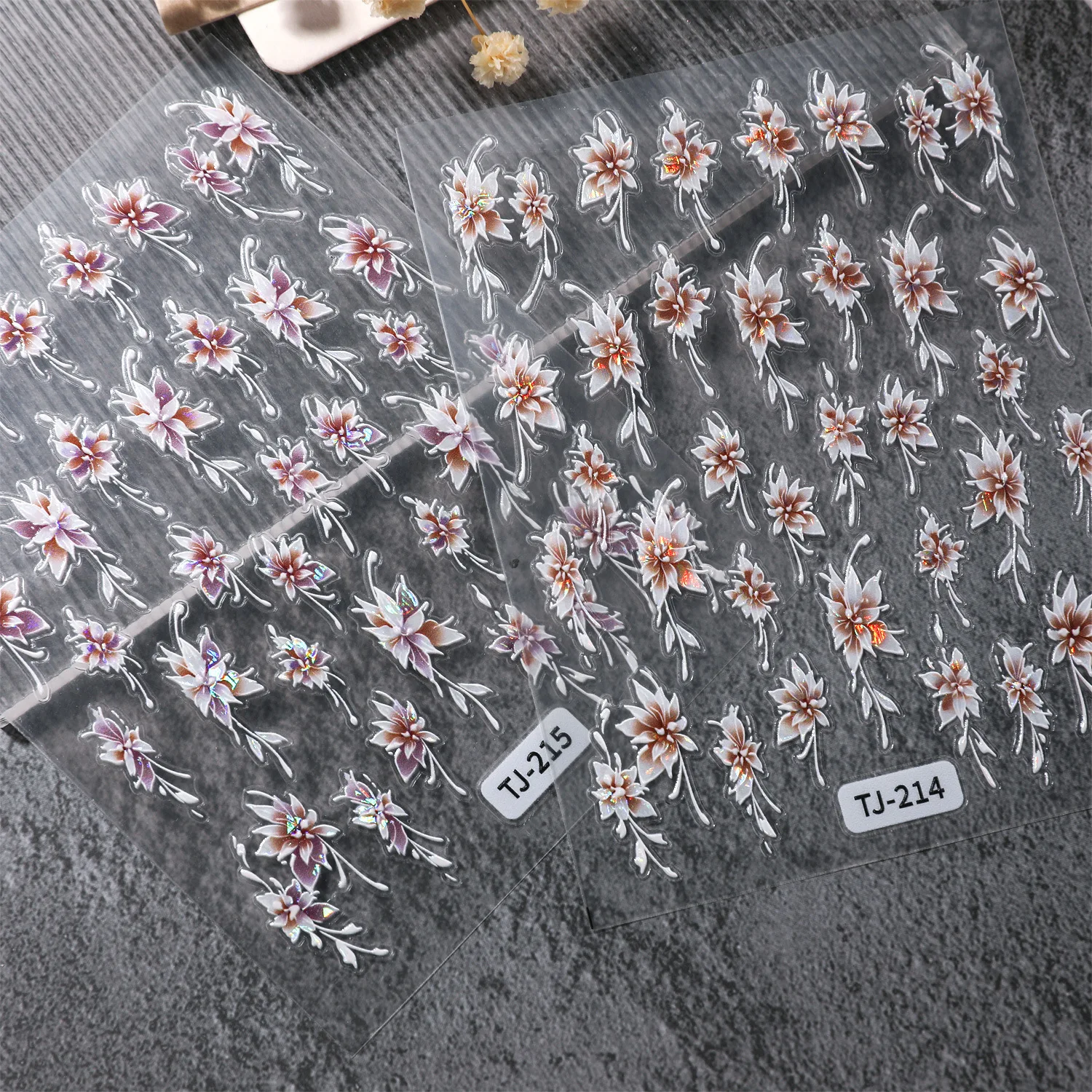 قطعتان من ملصقات الأظافر على شكل زهرة الإغاثة، ملصقات تزيين رغبة نقية حلوة #4