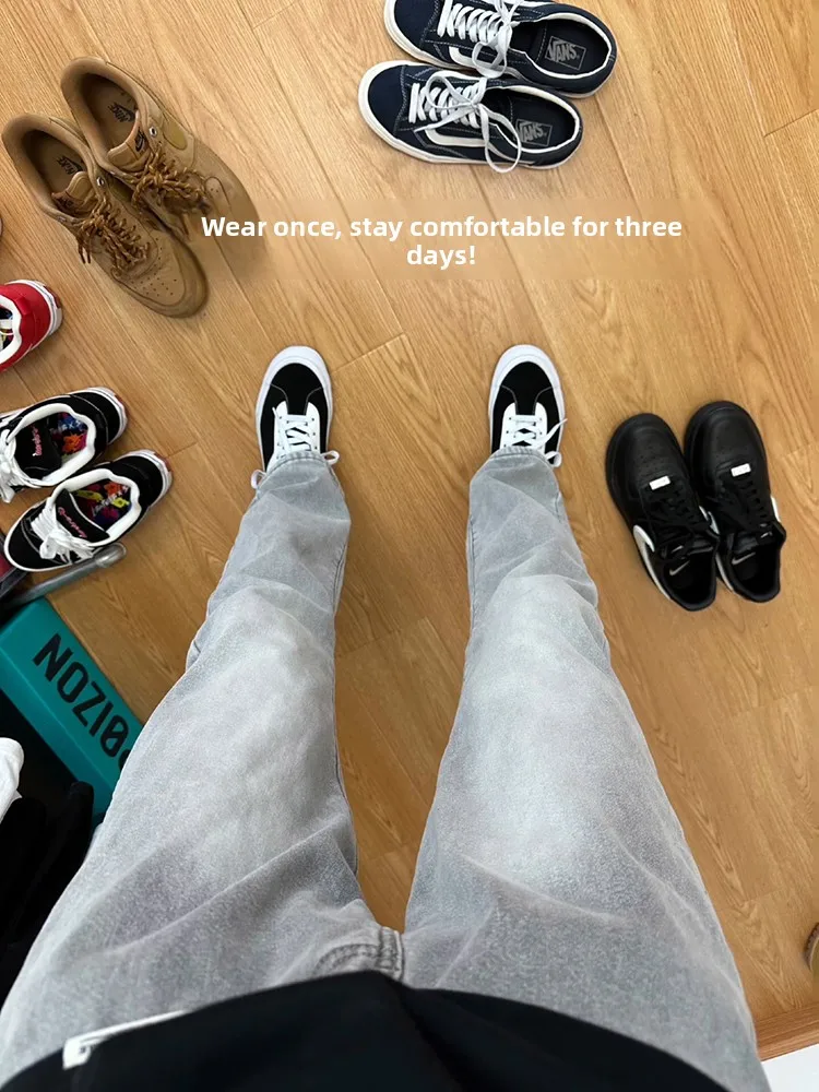 

ay Mist e Micro Flared Jeans Men's Spring Faionable High Waist Denim Pants Cleanfit Sli Wear Resistant Straight Leg