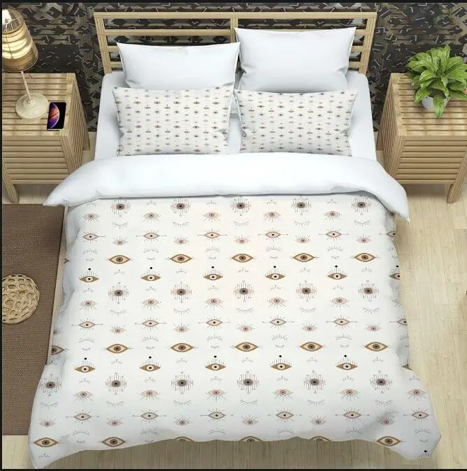 Magic Evil Eye Pattern 3pcs Bedding Set For Bedroom Double Bed Home Textile Duvet Cover Quilt Cover Pillowcase