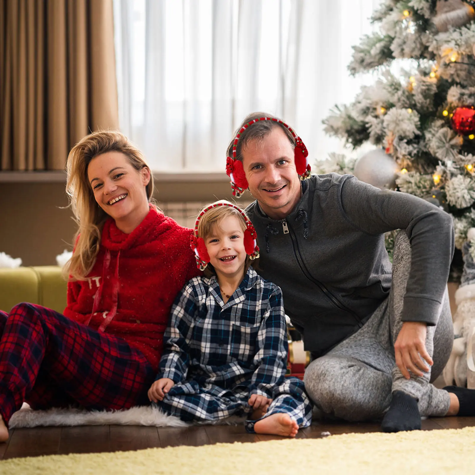 3 個のお祝い用イヤーマフ ホリデー サンタ トナカイ柄 ソフトで暖かいイヤーウォーマー 女性 男性 寒い天候 屋外使用用