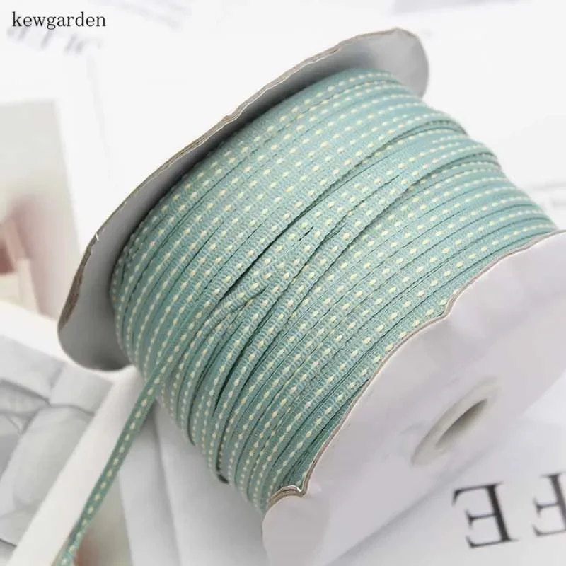 Kewgarden  3mm Dotted Line Stripe Satin Ribbons Packaging Ribbon Handmade Tape DIY Bowknot Clothing Accessories 20 Yards