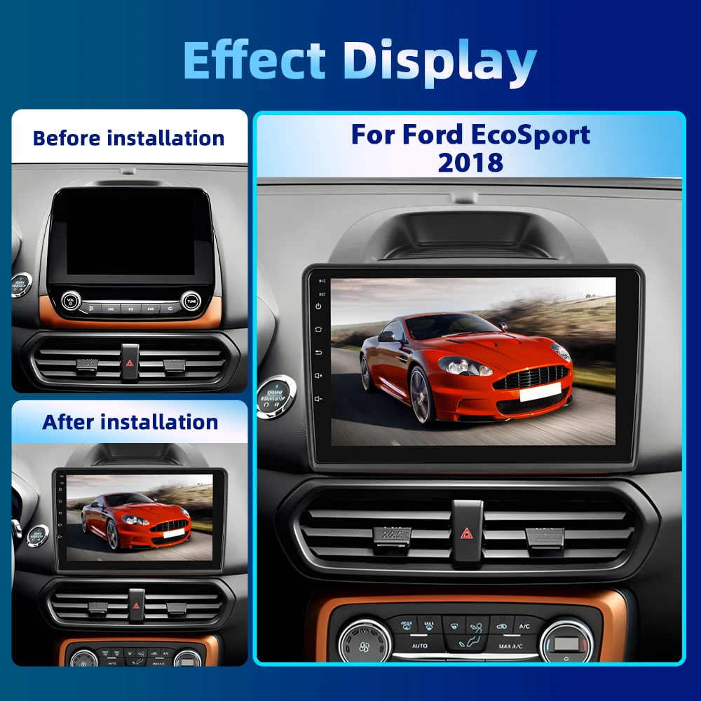 Podofo AI Voice Car Stereo For Ford EcoSport 2018 10.1'' Multimedia Player Carplay Android Auto 8+128G 8Core WIFI 4G Car Audio