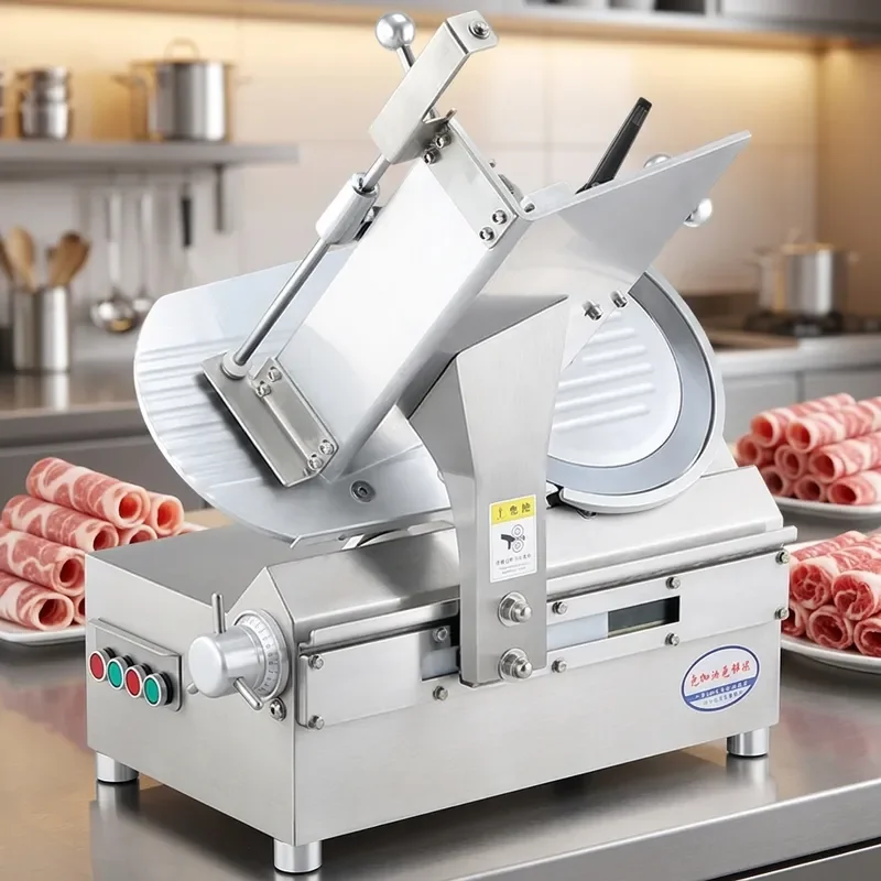 Commercial Stainless Steel Meat Cutter with Adjustable Thickness Pure Copper Motor for Lamb Rolls Bacon and Cheese