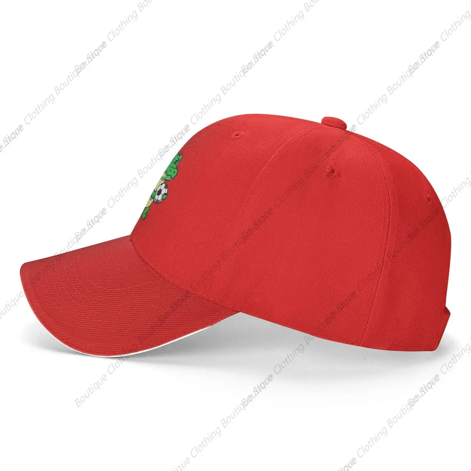 Cute Crocodile Holding a Soccer Baseball Cap Women Men Hats Adjustable Truckers Sun Hat Golf Caps Red