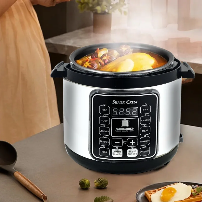 6L Large Capacity Electric Pressure Cooker Multi-function Rice Cooker Smart Pre-set Rice Cooker Soup Pressure Cooker