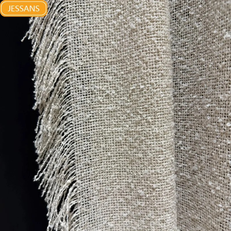 Japanese Linen Texture Wool Edge White Screen Curtains for Living Room Bedroom French Window Balcony Customized Products