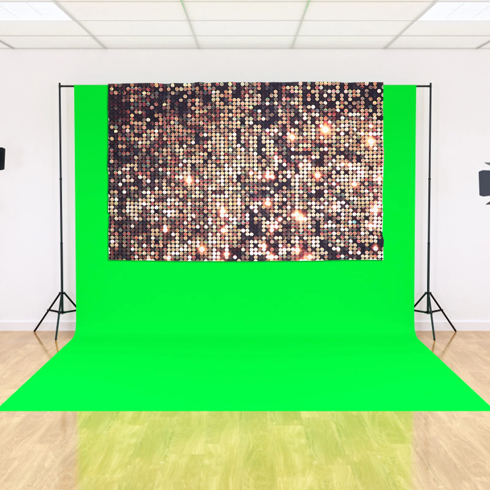 

Gold Sequin Backdrop Party Photography Decoration Foldable Wall Hanging Tapestry Birthday Wedding Photo Curtain Glitter