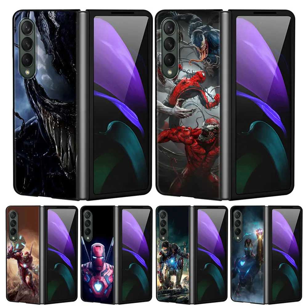 Luxury Print Marvel Venom Ironman Case for Samsung Galaxy ZFold5 ZFold4 ZFold3 Z Fold4 5G Z Fold3 Z Fold 4 Z Fold Black Cover