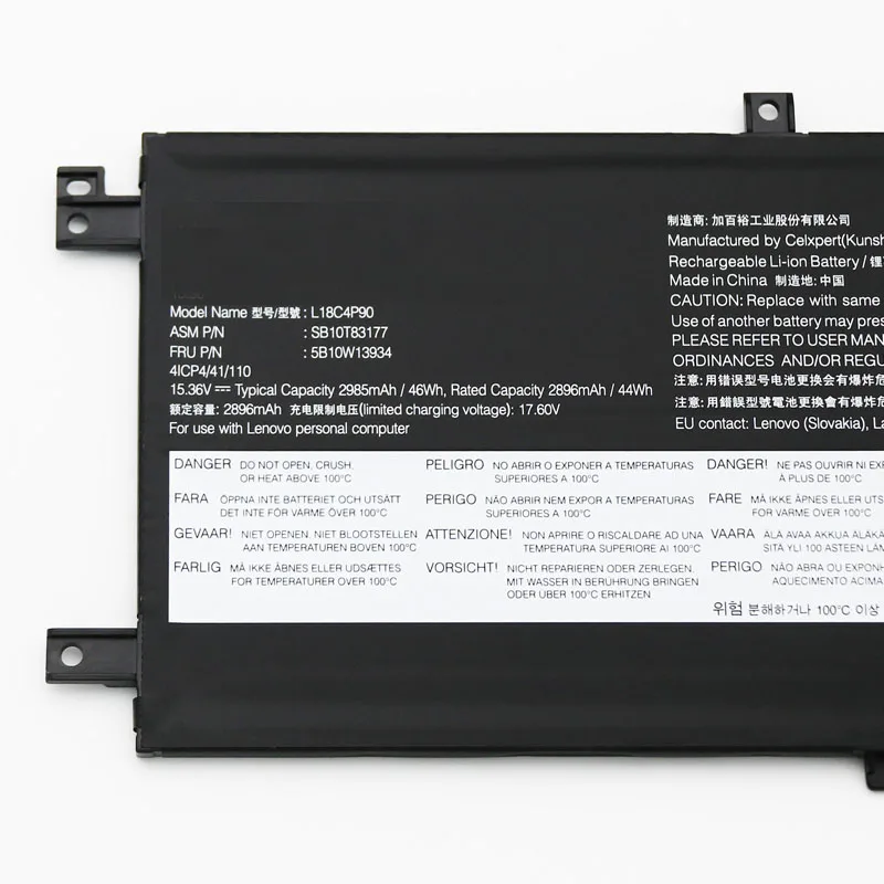 Imagem -04 - Bateria L18m4p90 L18c4p90 L18d4p90 para Lenovo Thinkpad Novo S22023 2023 L13 Yoga 20r5 20r6 Sb10t83120 15.36v 46wh