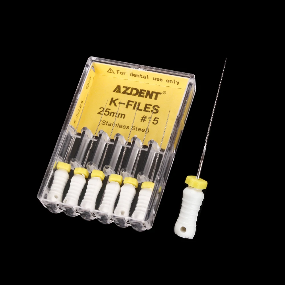 6 Stück/Box AZDENT Dental Endo K-Feilen Handgebrauch Wurzelkanalfeilen Edelstahl 21/25/31mm 06 # -40 # Zahnärztliches Instrument – Detail 17