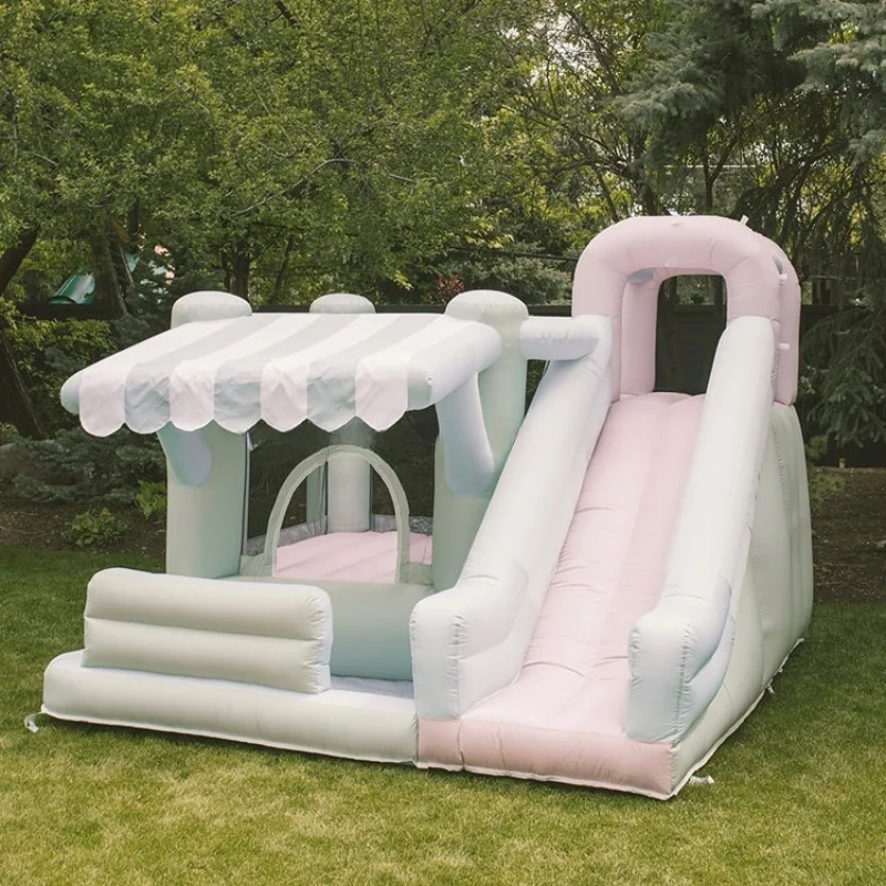 

PVC trampoline outdoor white inflatable bounce house with slide jumping castle for kids party games