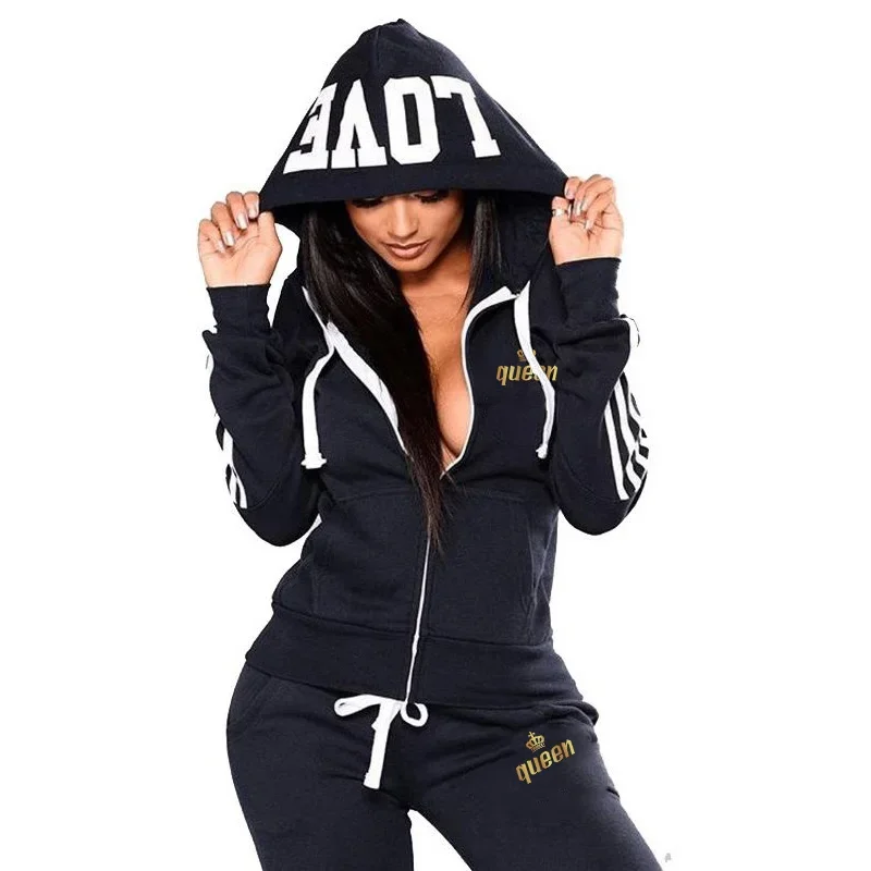 Autumn New Women Comfortable Casual Tracksuits 2 Piece Sports Outfits Long Sleeve Tops and Long Pants Suit  Sport Set