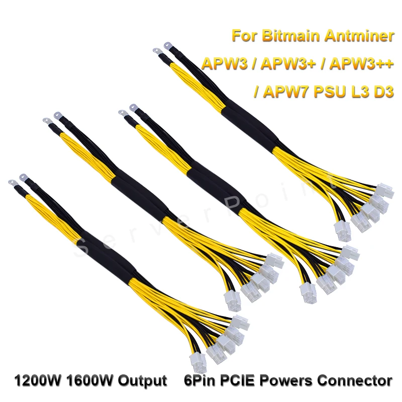 

NEW 1/4 Pcs 6Pin PCIE Powers Connector 1200/1600W Output Wire For Bitmain Antminer APW3 / APW3+ / APW7 PSU L3 D3 1007 18AWG