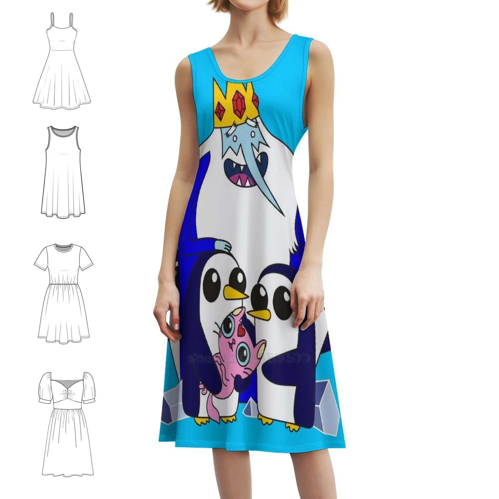 فستان Ice King على الطراز الكوري للنساء فستان كاجوال أنيق للحفلات أو الارتداء اليومي Ice King Iceking King Penguin Penguins #1