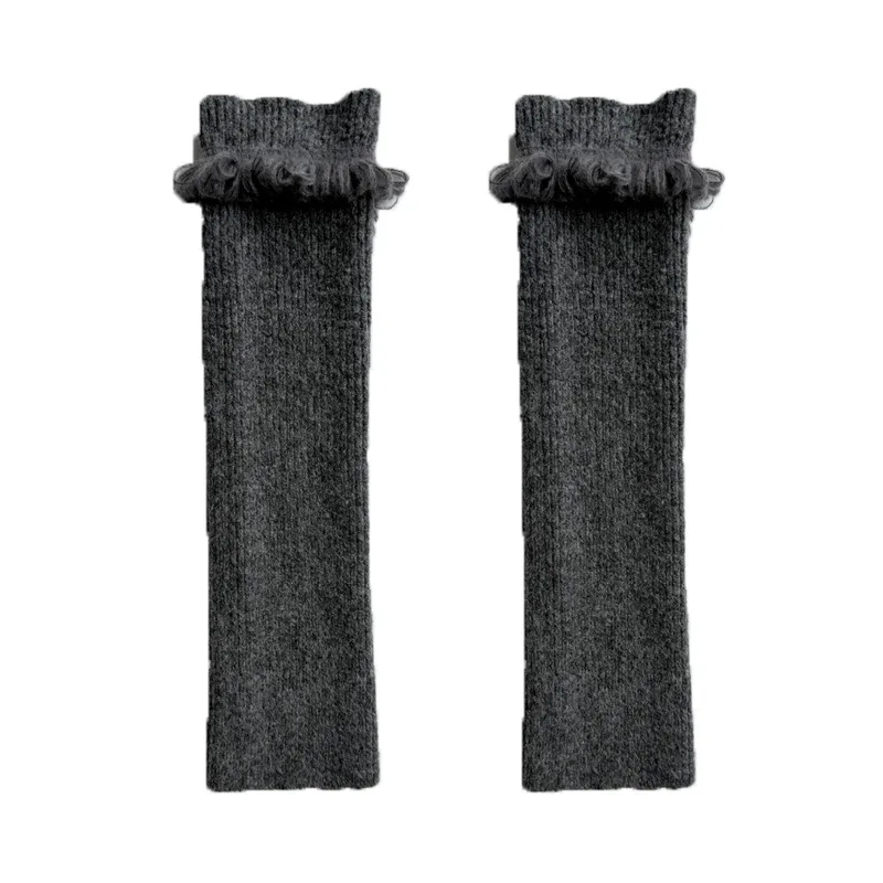 ถุงเท้าไหมพรมผสมขนสัตว์แบบพู่ห้อยสำหรับผู้หญิง สไตล์เกาหลี Y2K ถุงเท้ากันหนาวแบบหลวมๆ สำหรับฤดูหนาว ถุงเท้าอุ่นน่อง