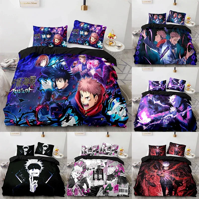 

Anime Jujutsu Kaisen Satoru Gojo Bedding Set Boys Girls Twin Queen Size Duvet Cover with Pillowcase Bedroom Decoration Kids Gift