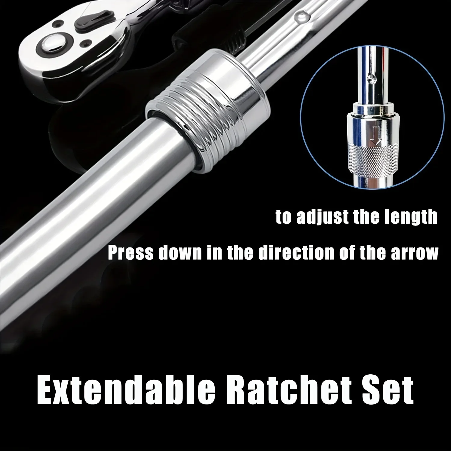 1/4，3/8，1/2 Inch Drive Socket Ratchet Set Extendable Handle Wrench 72-Tooth Quick-Release Reversible