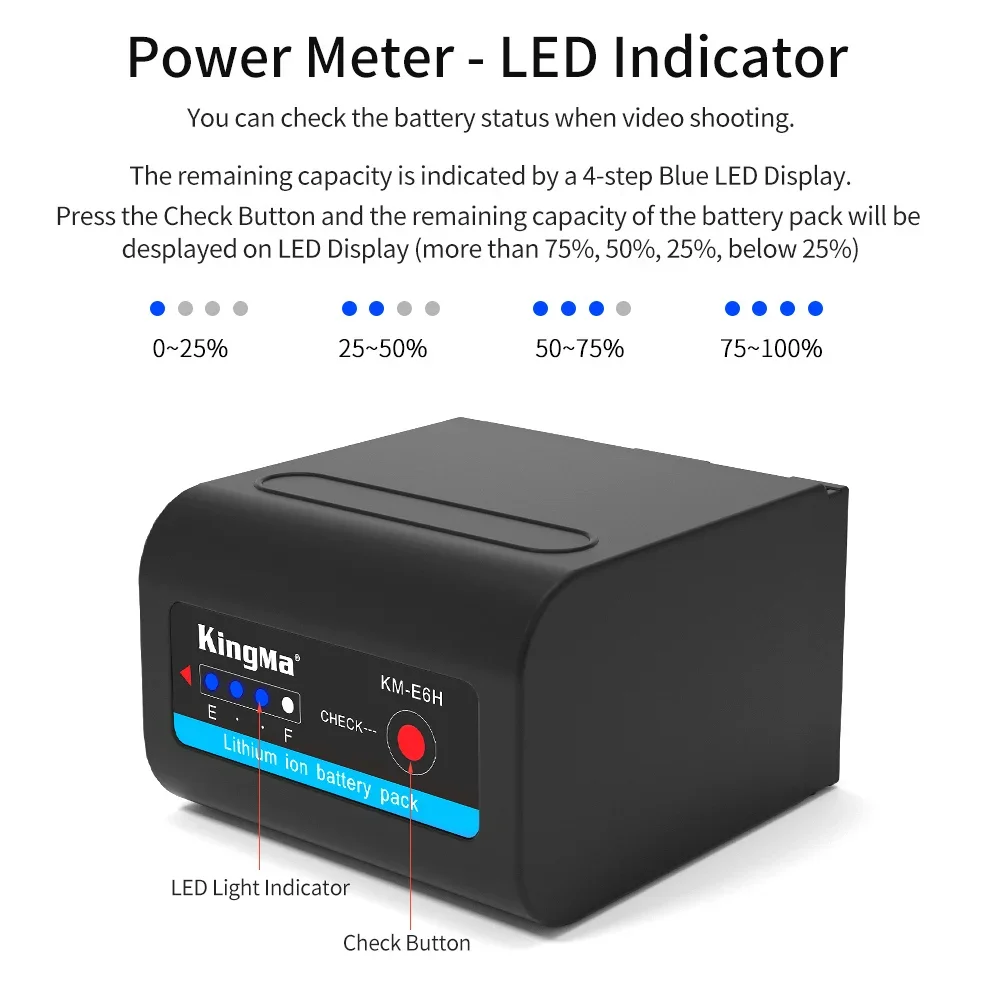 Newly-designed Battery Pack Updated LP-E6 High Capacity For Blackmagic Video Assist 4K, Blackmagic Micro, Z-Cam E2C