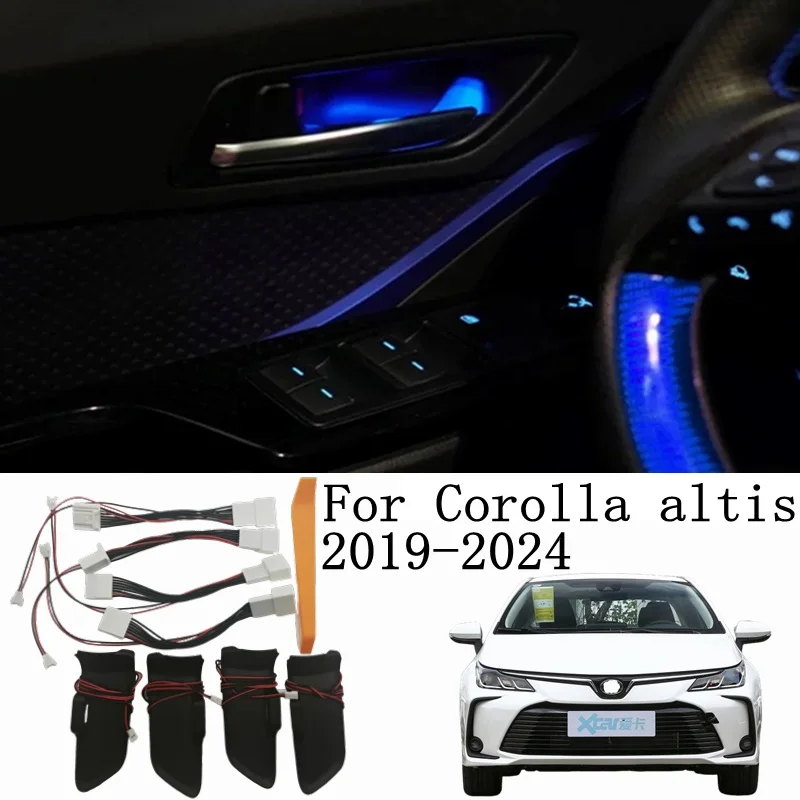 

или Toyota Corolla E210 2019-2025 ​ Дверная чаша, подлокотник, атмосферный светильник, интерьерный светодиодный синий светильник для дверной чаши, ручка рамы