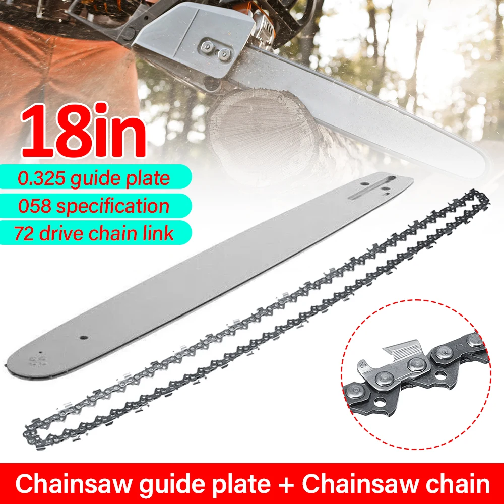Chainsaw Chain Guide Rod Chainsaw Guide Plate 18 inch 0.325 Guide Bar 0.058 Gauge Drive Chain link Plate Set Electric Carpentry