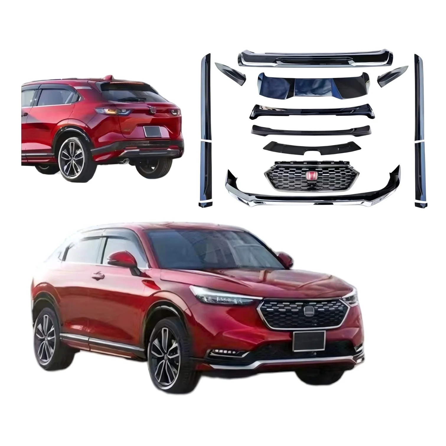 

Для HONDA VEZEL HR-V ABS материал решетка боковые юбки новый комплект кузова спойлер заднего крыла автозапчасти аксессуары бампер