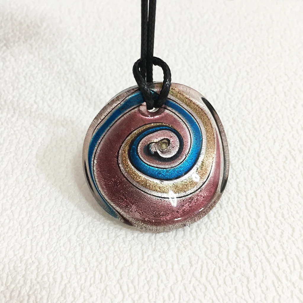 1PCS Red Blue Lollipop Glass Murano Floral Round swirl Lampwork  Pendant Necklace For Women Cheap Items With Jewelry