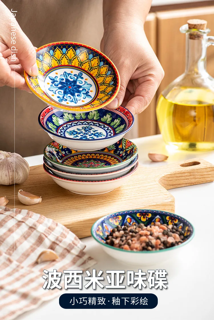 

Винтажная бытовая керамическая посуда, миска для риса, богемная миска для риса, ароматическое блюдо, посуда для приправ, блюдо