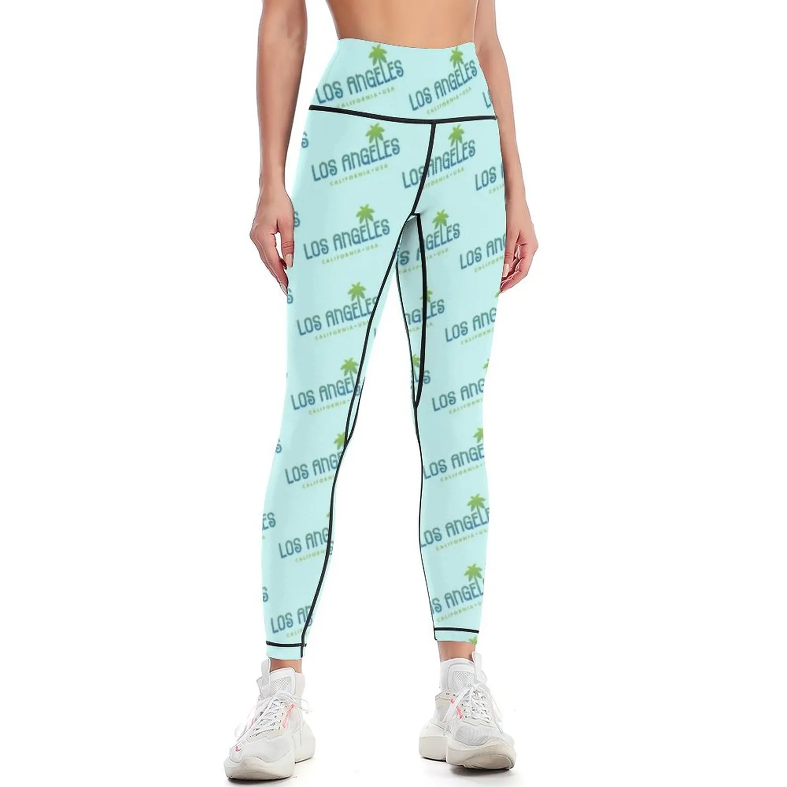 

Los Angeles California Typographic Palm Tree Design Leggings Fitness woman Sports female fitness set gym Womens Leggings