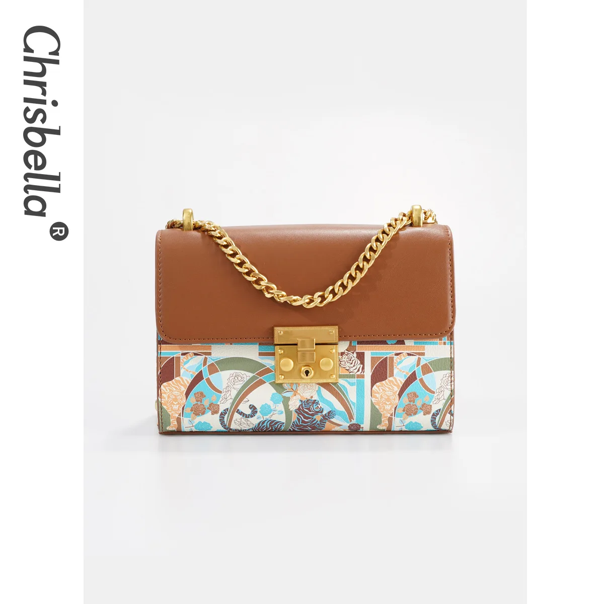 

Chrisbella Unique Pattern Brown Shoulder Handbag