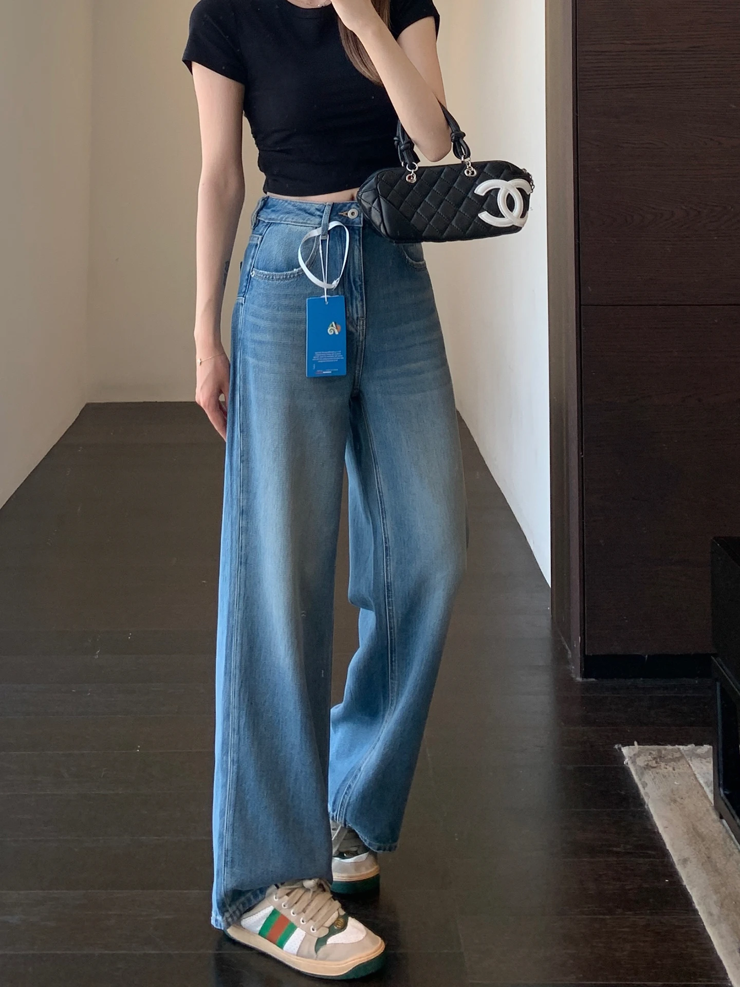 

High Waist Loose Fit Straight Leg Acetate Jeans Women's Spring Summer New Sle Slimming Narrow Version Wide Leg Pants
