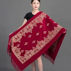 Fashion Shawl Cashmere Wrap Scarf Women Shawl Scarf Ethnic Style Warmth Luxury Warm Scarves Floral Women Embroidery Flower Shawl