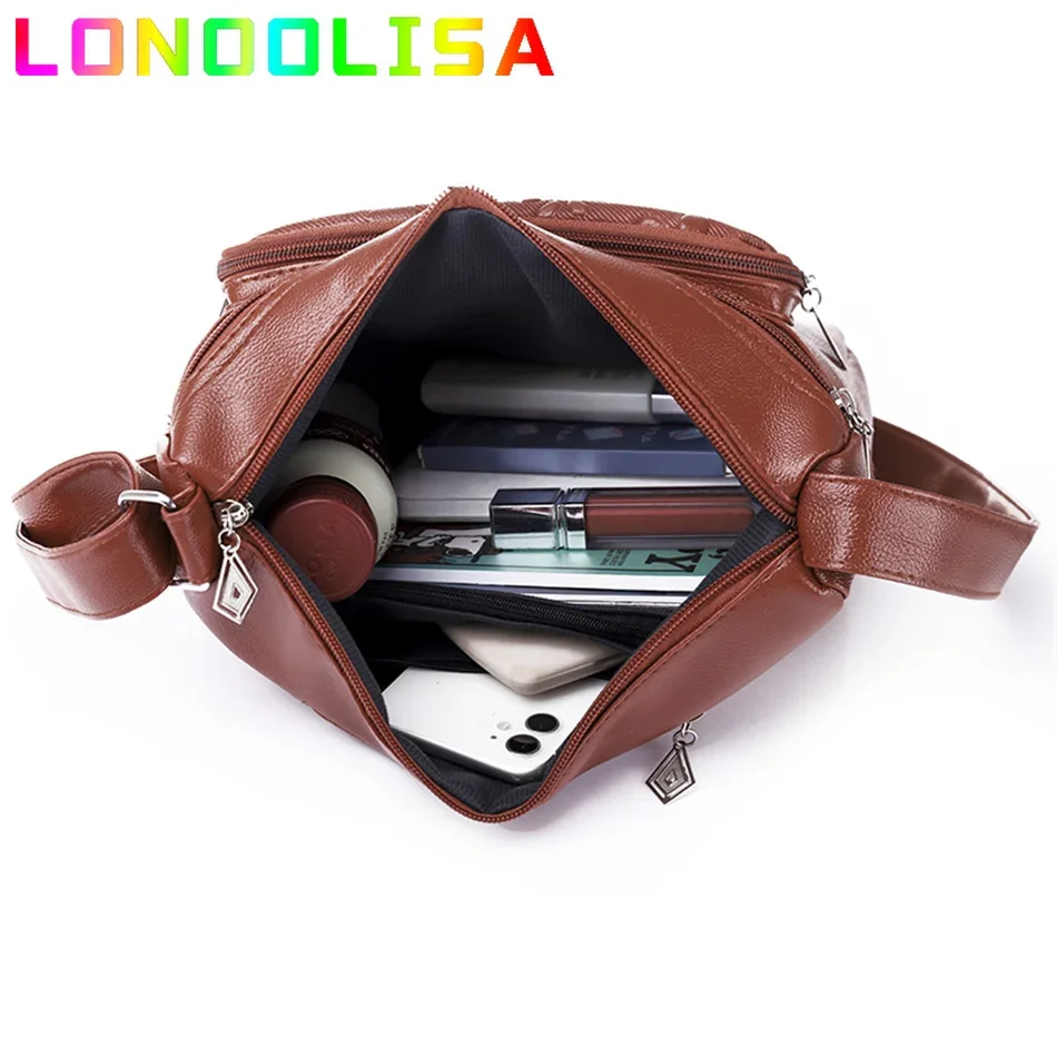 Multi-pocket Printing Women\'s Bags Casual Large Capacity Shoulder Crossbody Handbags and Purse Pu Leather Messenger Sac A Main