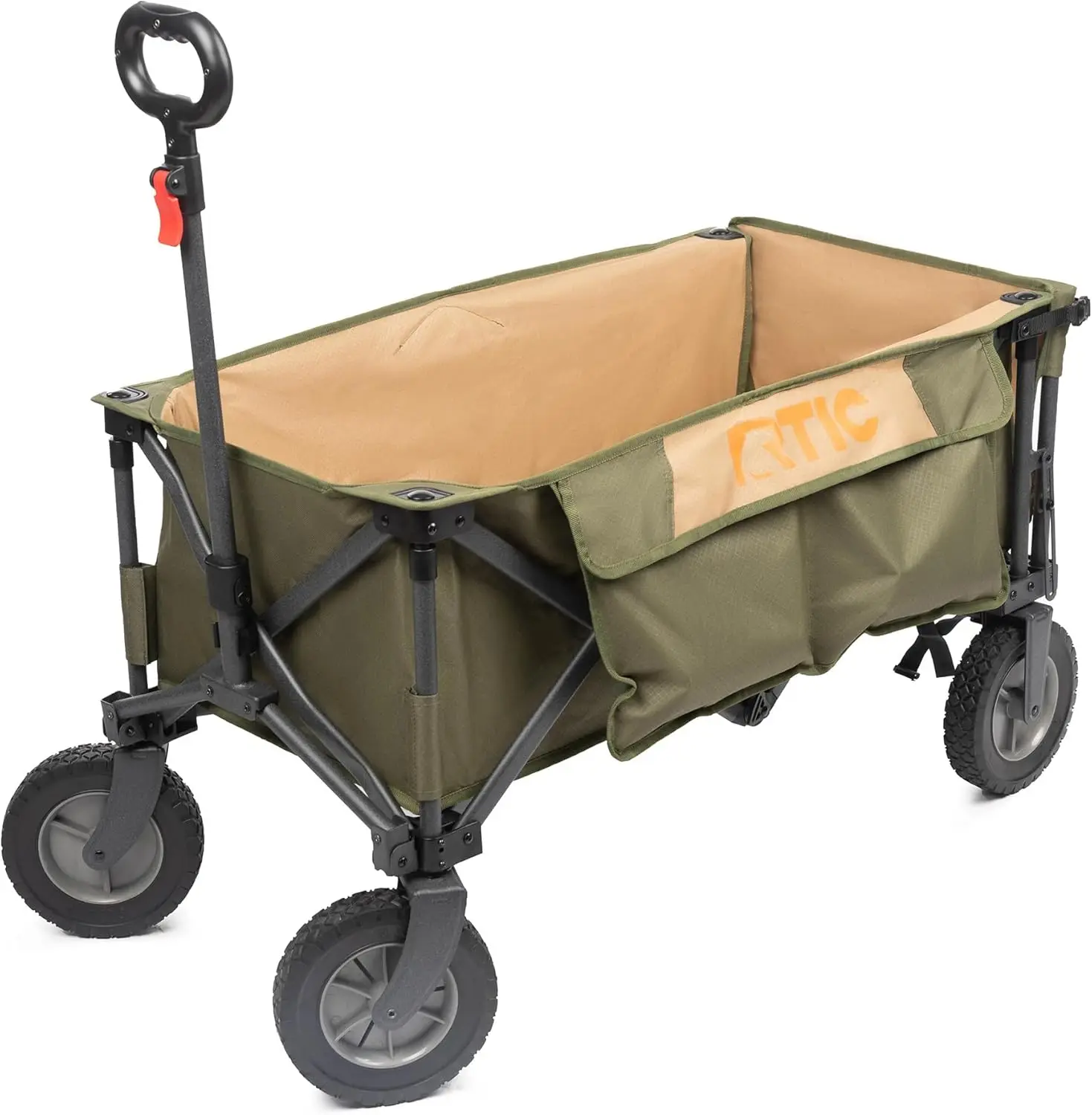 

Ultra-Tough Wagon Folding Utility Cart with All-Terrain Wheels, Foldable, Portable, Collapsible, Push Pull Cart for Camp