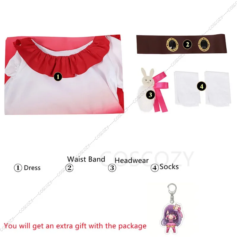 Peluca de disfraz de Ai Hoshino, Oshi No Ko, vestido rosa degradado, Anime Hoshino Ai, peluca de juego de rol para eventos y fiestas, Cos Con Cosplay