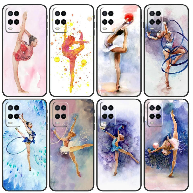 Gymnastics Oil Painting Case For OPPO A57 A58 A77 A78 A98 A18 A54 A74 A94 A17 A15 A52 A72 A5 A9 A53 S A16 A76 A96