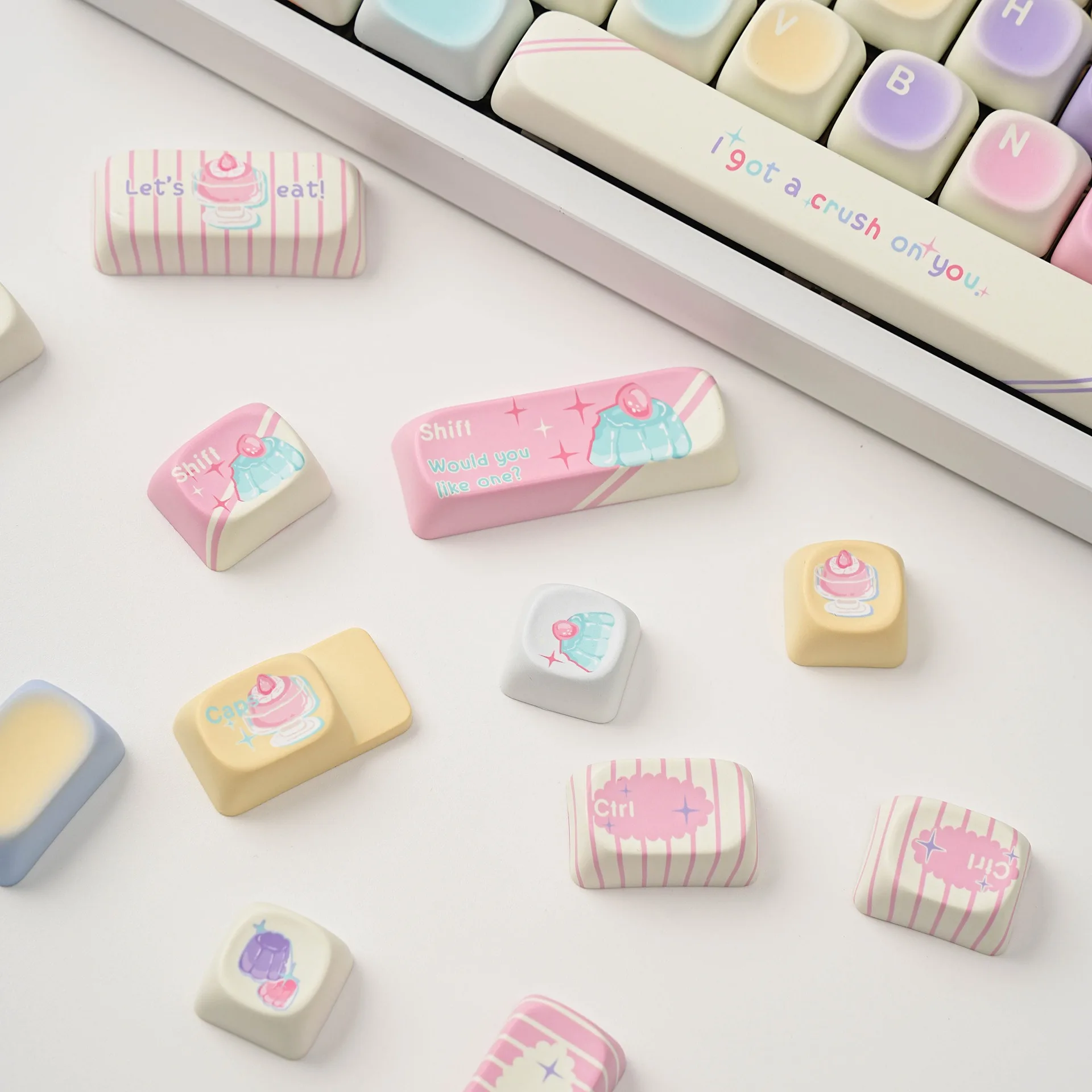 Jelly Mechanical Keyboard Keycaps Spanish French Russian German Abnt2 Japanese Korean UK Arabic MOA Profile PBT Keycap 7U ISO view 5