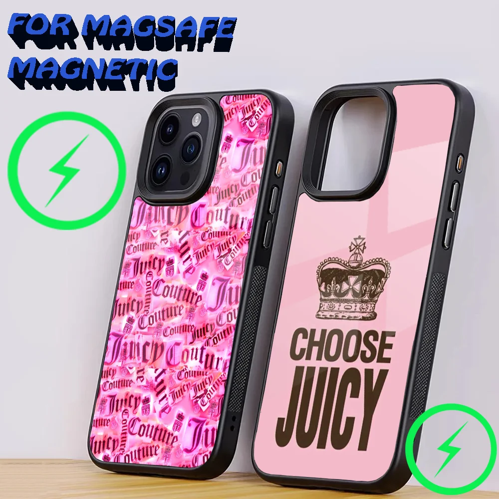 Phone Case For iPhone 16,15,14,13,12,11,Plus,Pro,Max Mini Magsafe J-Juicy C- Couture Magnetic Wireless Charging