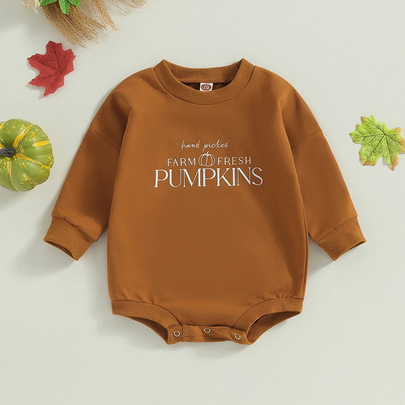 Mono de Halloween para bebé con estampado de letras, cuello redondo, manga larga, sudadera, mameluco para niños y niñas