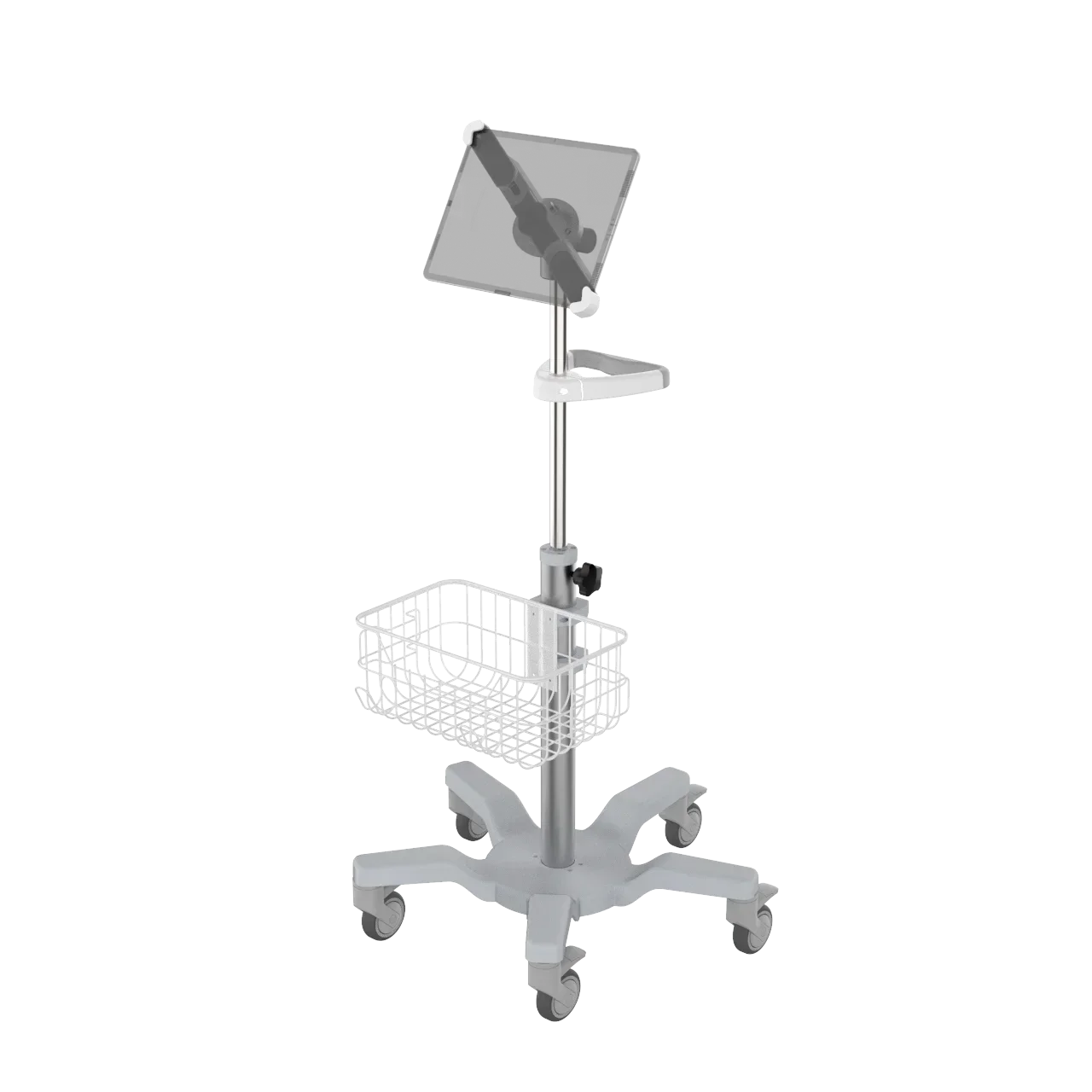 Mobile Medical Tablet Cart& Medical Monitor Stand with Basket Hospital Trolley Hospital Furniture Metal