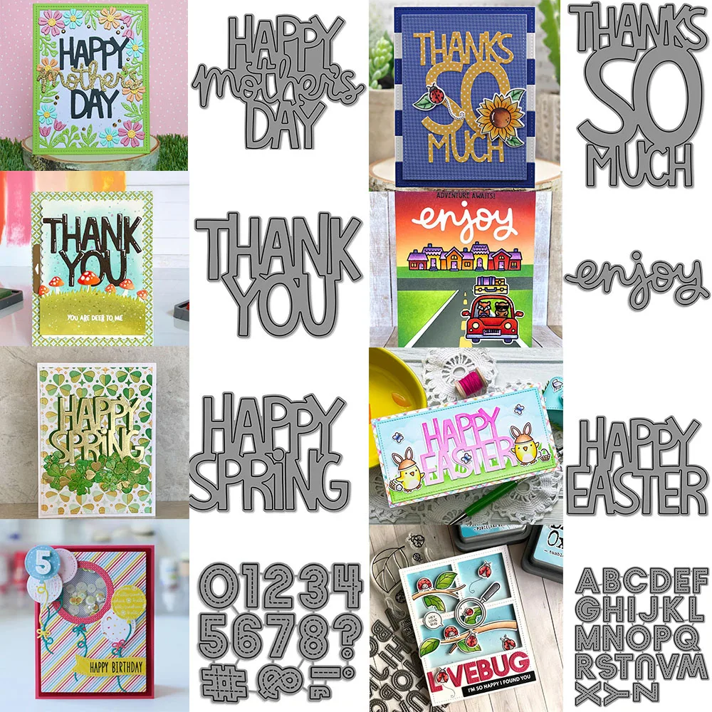 Giant Thanks So Much Blessing Words Cutting Dies Stitched 123s And Alphabet ABCs Diecut For DIY Scrapbooking Card Craft Making