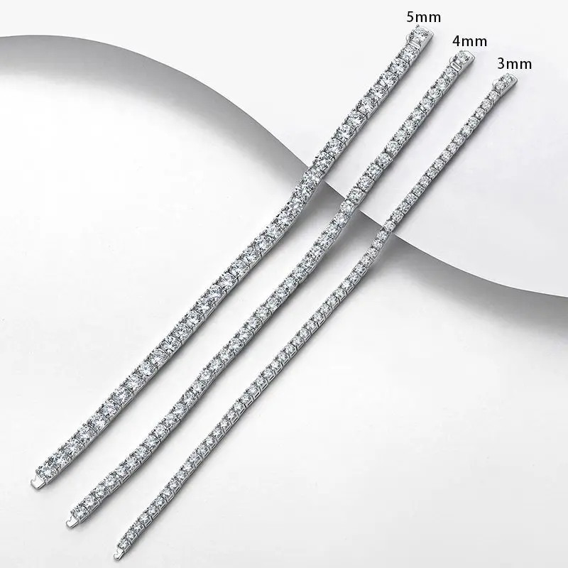 Fashion Simulated Moissanite Tennis Bracelets S925 Sterling Silver Sparkling Diamond Women Men Party Wedding Bangle Fine Jewelry