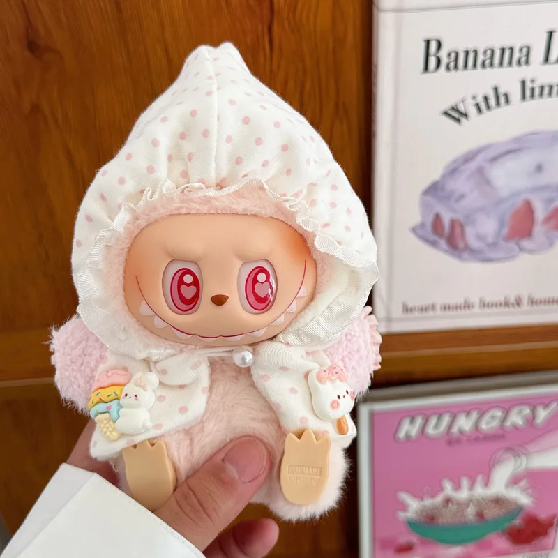 For Labubu 17cm Clothes Cute Pajamas Hanging Baby Clothes Cartoon Fashion Change Creative Surprise Holiday Gift Accessories