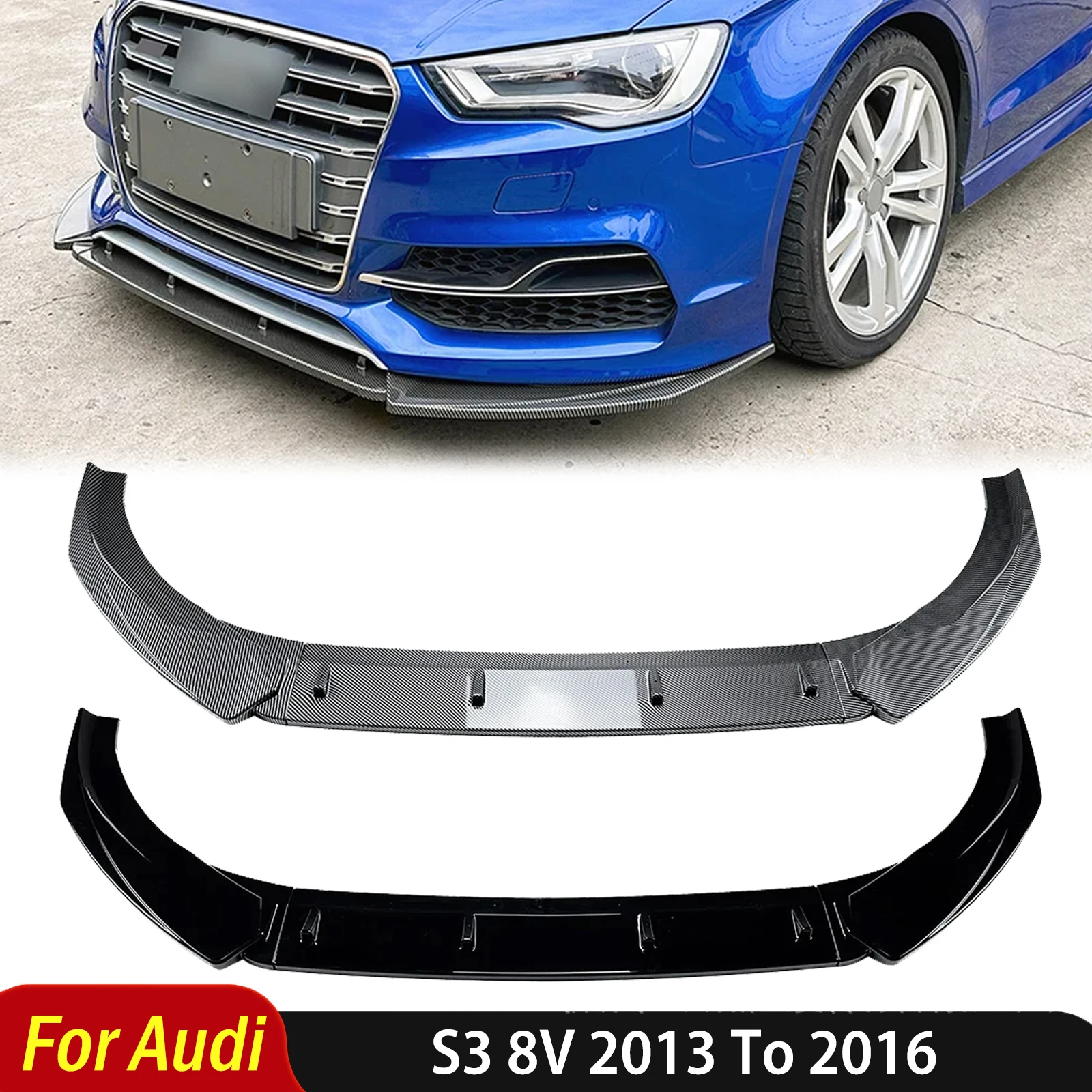 For Audi S3 8V 2013 To 2016 Car Front Bumper Lip Automotive Exterior Modification Splitter Spoiler Diffuser Protector Cover