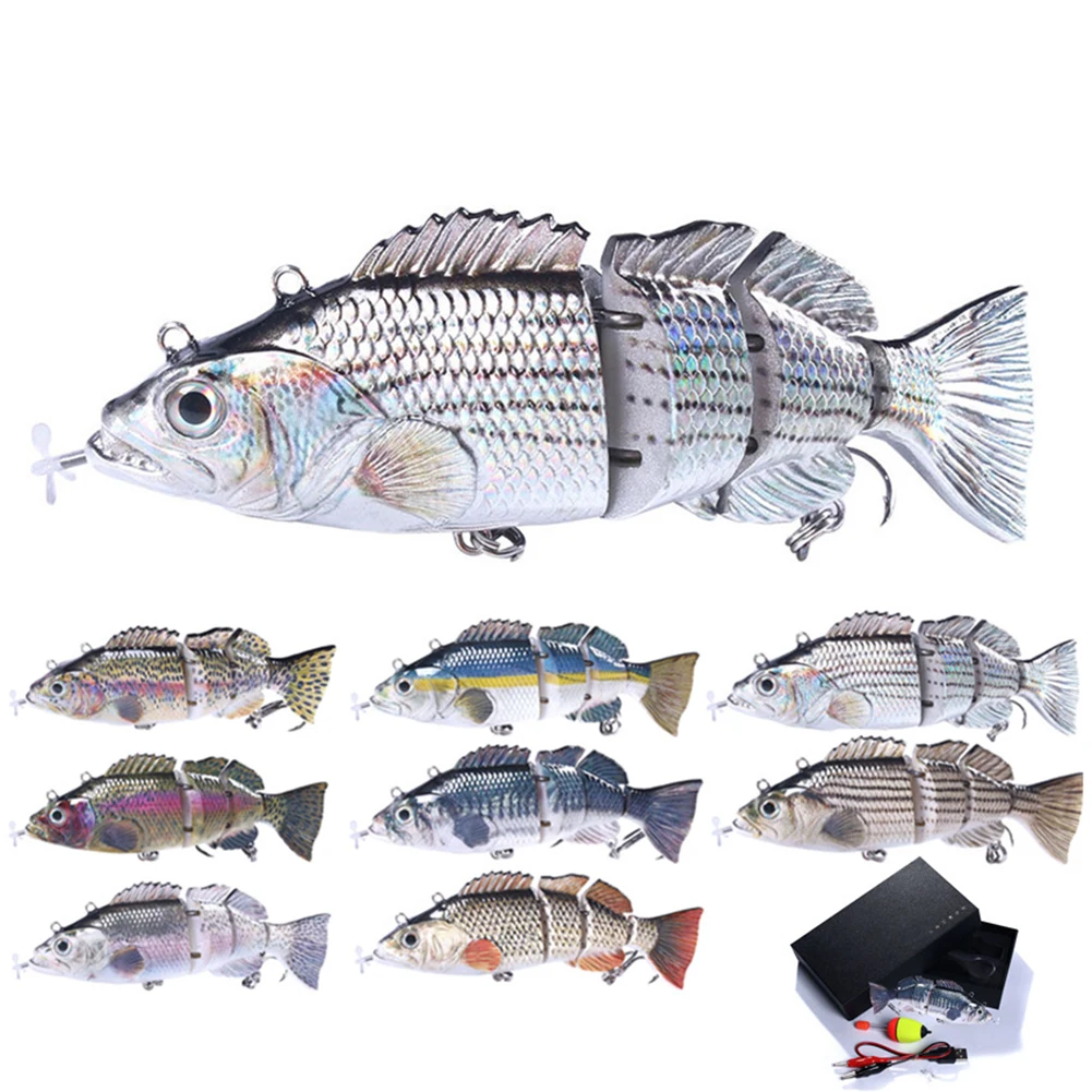

Robotic Fishing Lure,USB Rechargeable Electric Swimming Lure,Multi Sections Colorful Realistics With Hook,For Deep Sea Fishing